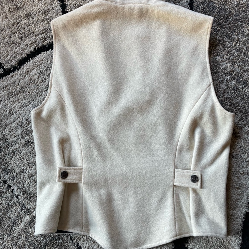 Powder River Outfitters Wool M Women's Cream Zip-Up Vest with Stand Collar - Picture 4 of 6
